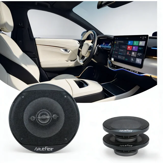 Two 5-inch 300W dual-channel car HIFI coaxial speakers, full-range stereo sound, 4.0 surround sound, 36V safe voltage. 2