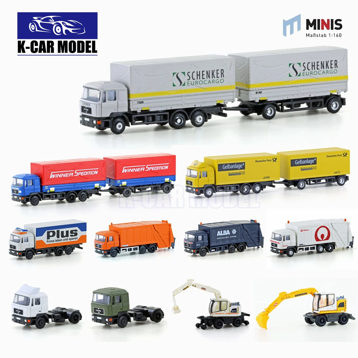 Lemke Minis 1/160 N Scale Truck Excavator Garbage Truck Plastic Car Model