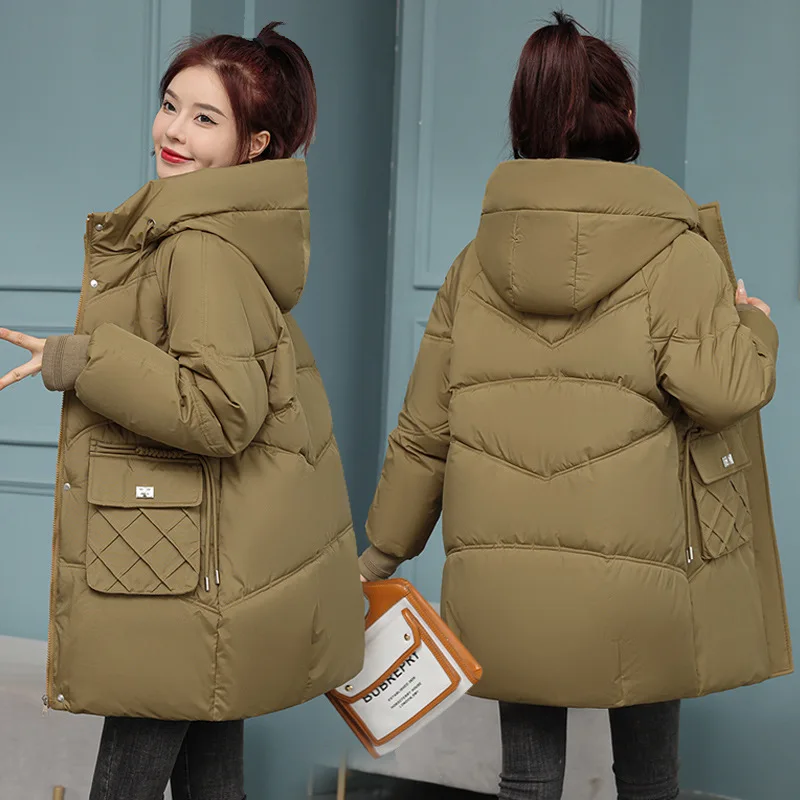

New Korean version of winter clothes simple down cotton-padded women's long thick fashion bread and clothing.