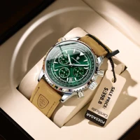 POEDAGAR Top Luxury Man Wristwatch Sport Fashion Leather Quartz Watch For Men Chronograph Date Waterproof Luminous Men's Watches