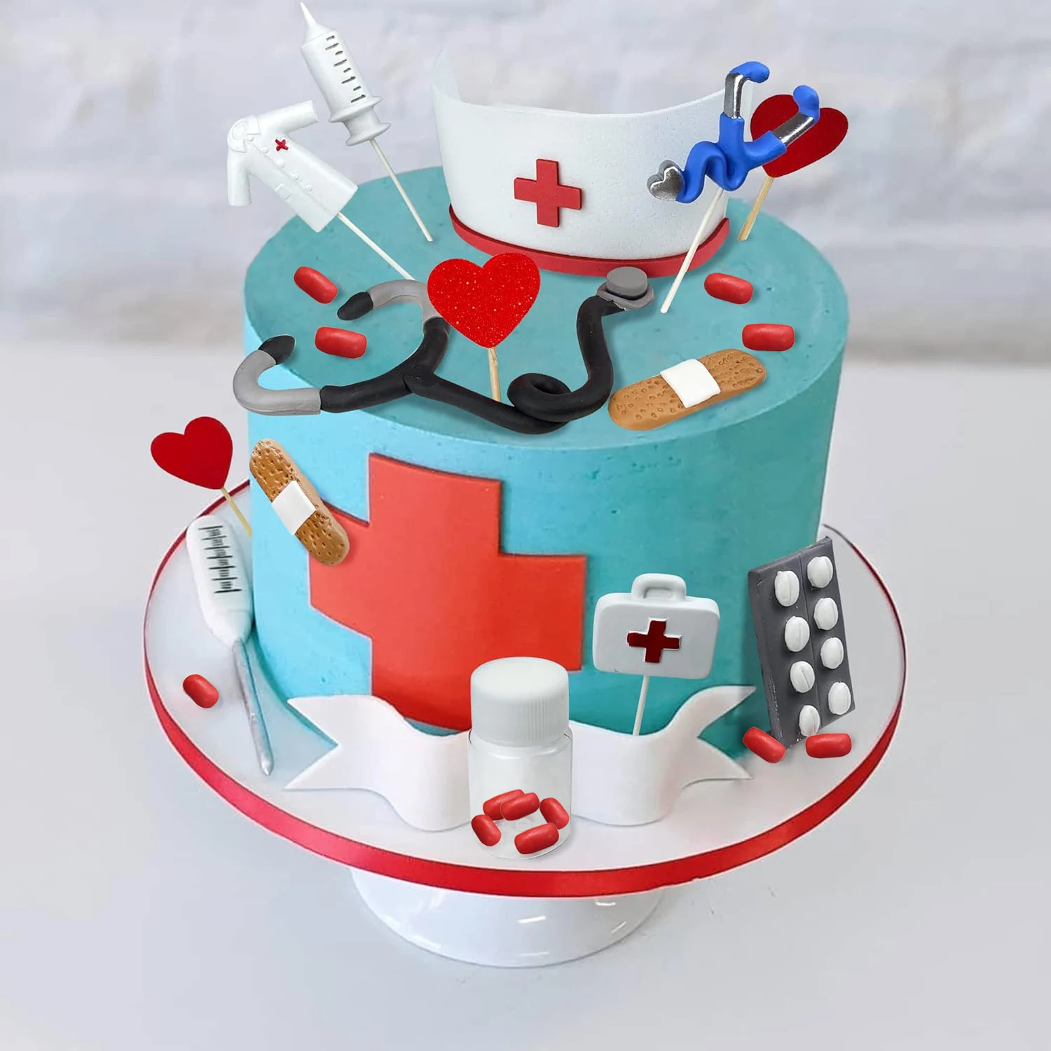 Gyufise 20 topper per torta per infermiera, decorazione per cupcake per infermiere, lauree, decorazioni per torte a tema RN, decorazioni per infermieri, feste di laurea, dottore, infermiere, forniture