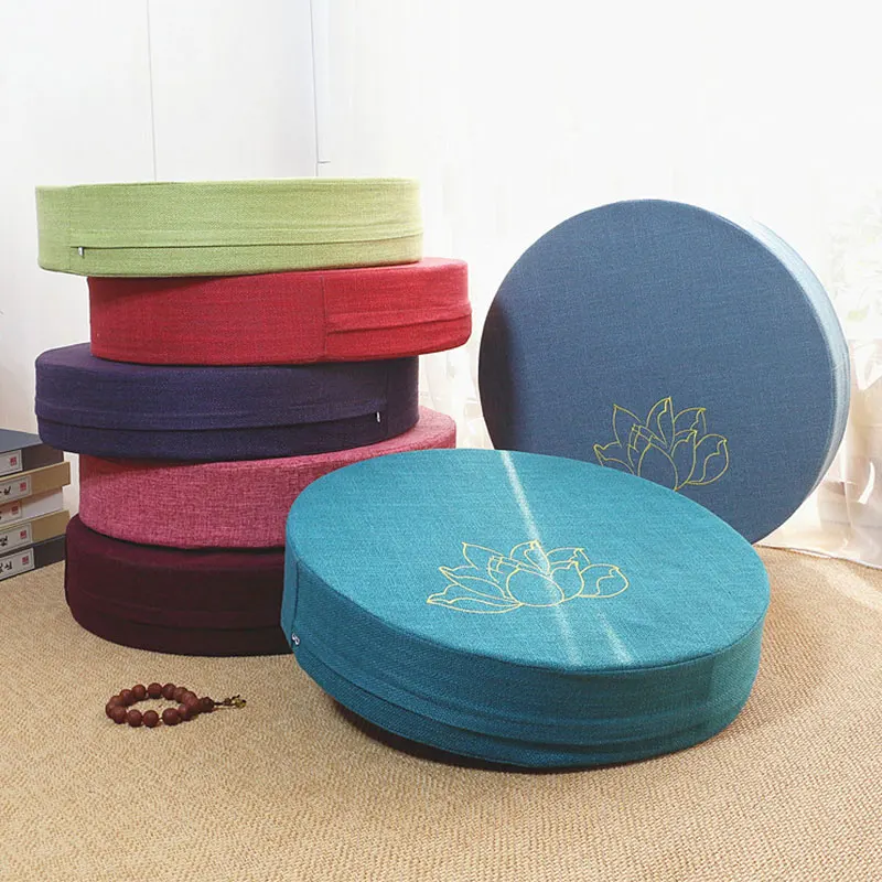 1PC Meditate Meditation PEP Hard Texture Linen Round Backrest Pillow Cushion Washable Yoga Floor Mat 40x6cm