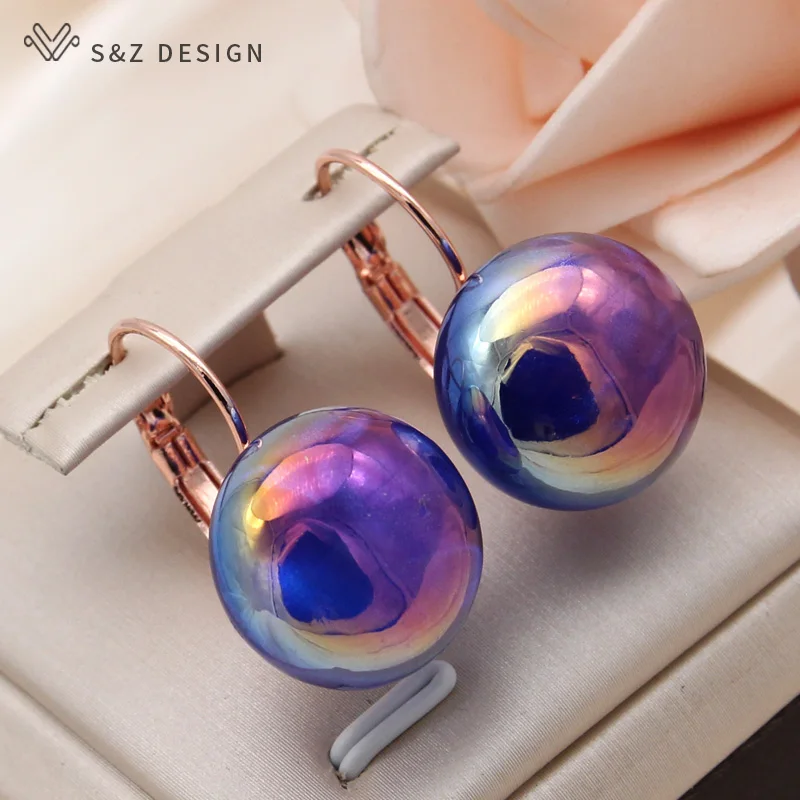 S&Z DESIGN New Fashion 585 Rose Gold Color Round Beads Dangle Earrings For Women Temperament Party Jewelry Trendy Gift