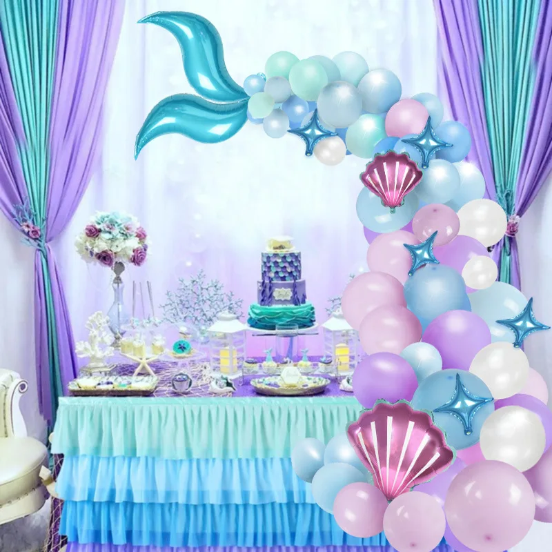 Sirena Decoración de cumpleaños-sirena 1er kit de guirnalda de globo  Incluye cola de sirena