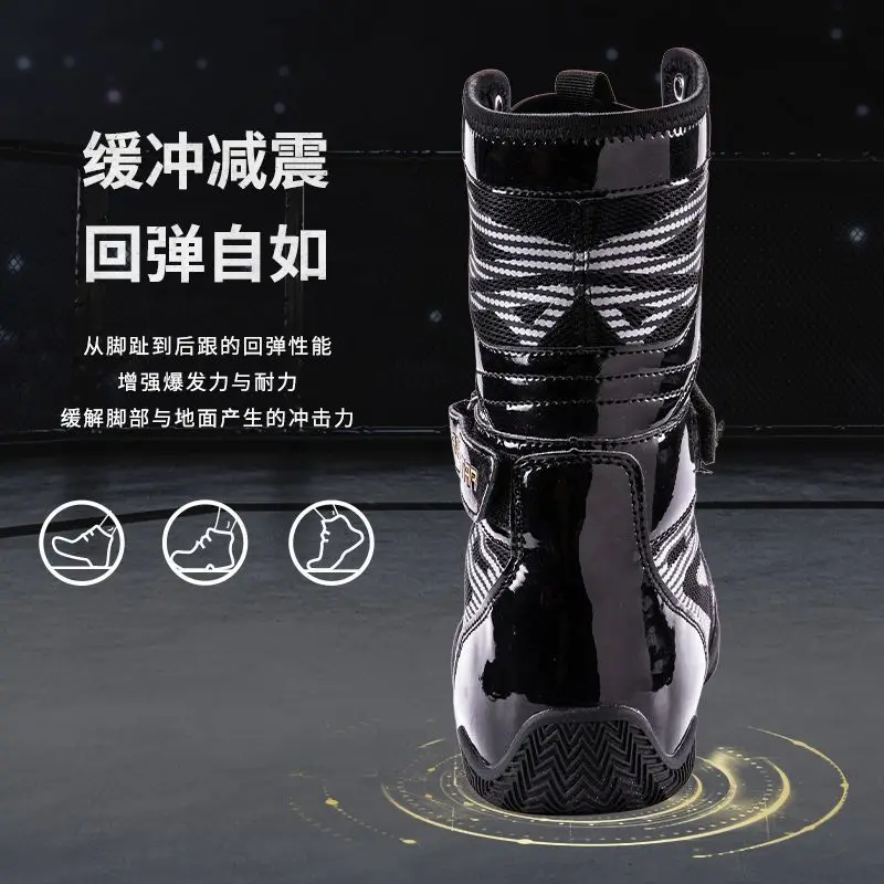 New Men's High Top Fighting Boxing Shoes Strength Training Sneakers Professional Matching Anti-Slip Wrestling Shoes