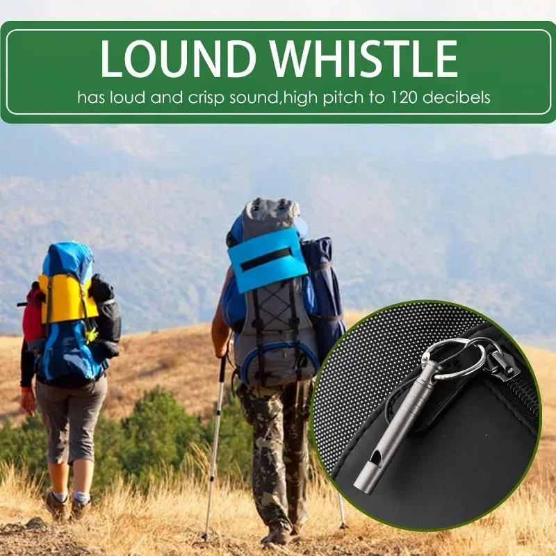 Titanium MINI EDC Survival Whistle Necklace Hiking Camping