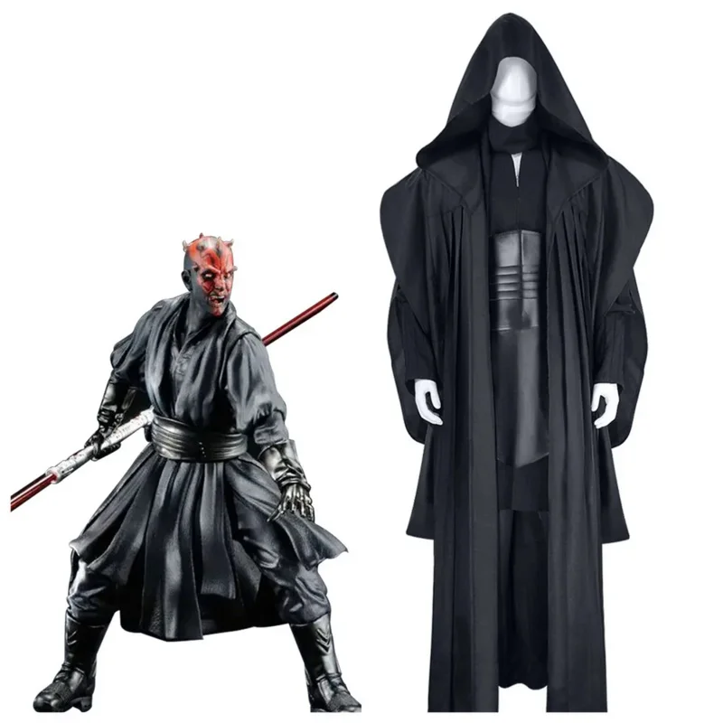 Adulto Darth Maul Costume Uomo Nero Tunica Robe Uniforme Cosplay