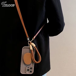 Versatile Crossbody Lanyard Soft Silicone Phone Case with Bracket Cover - iPhone 12 Mini (Brown)