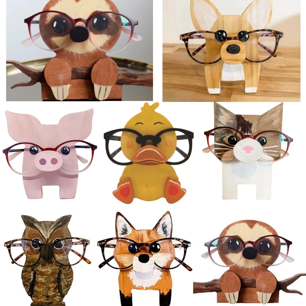 Support de lunettes en bois pour lunettes, moustache noire pour