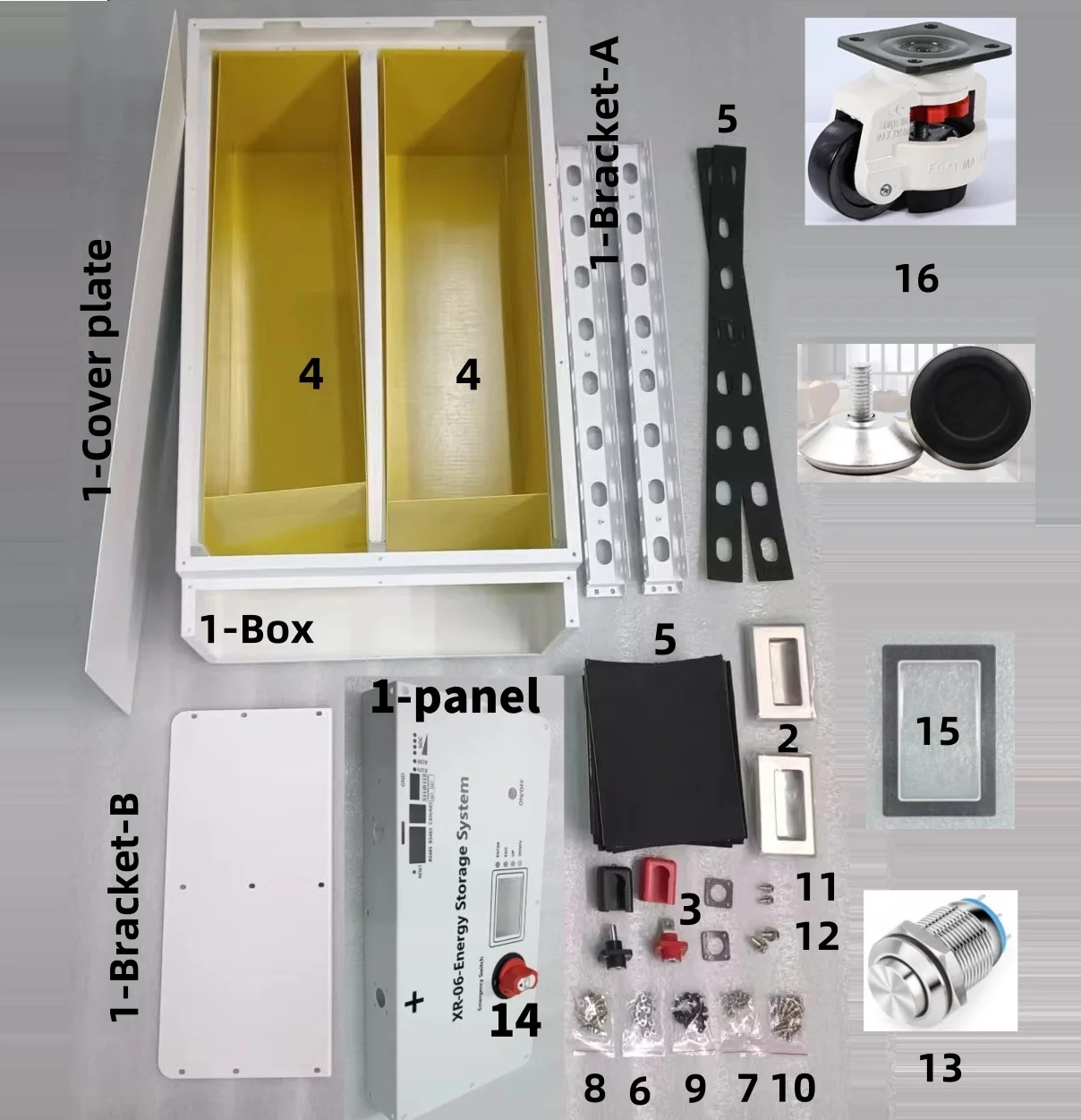 XR06-48V280AH Power Box LiFePO4 Battery Case Solar Home Energy Storage 16S 51.2