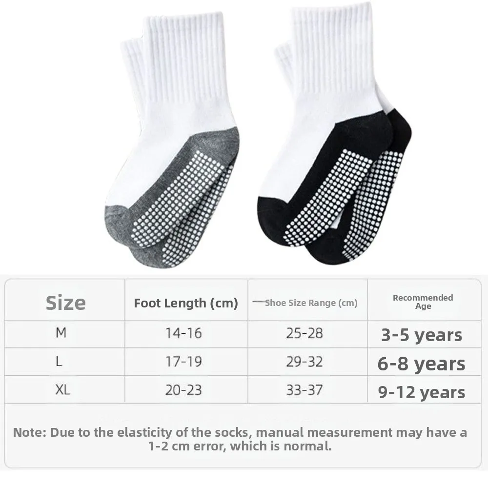 5Pairs Mid Tube Kids Anti-Slip Socks Solid Cotton Sticky Children's Floor Socks Breathable Non-Slip Gripper