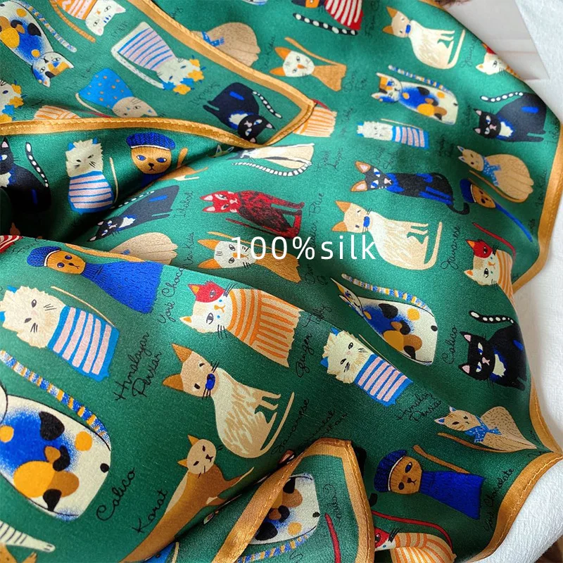 Original Designer Brand 100% Silk Hijab Square Scarf Decorative Small Scarves for Women 스카프 Hot Selling Free Shipping