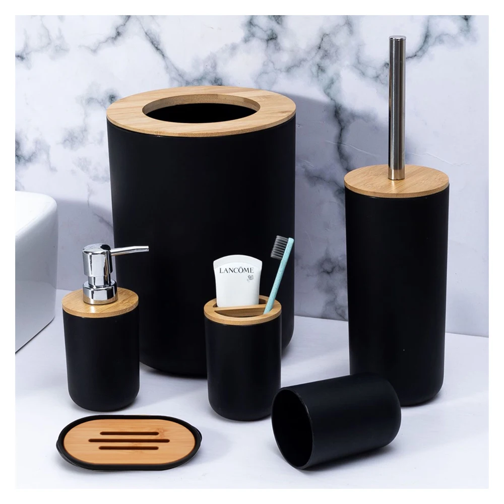 Bathroom Accessories Sets Toothbrush Holder Soap Dispenser Toilet Brush Trash Can Toothpaste Dispenser