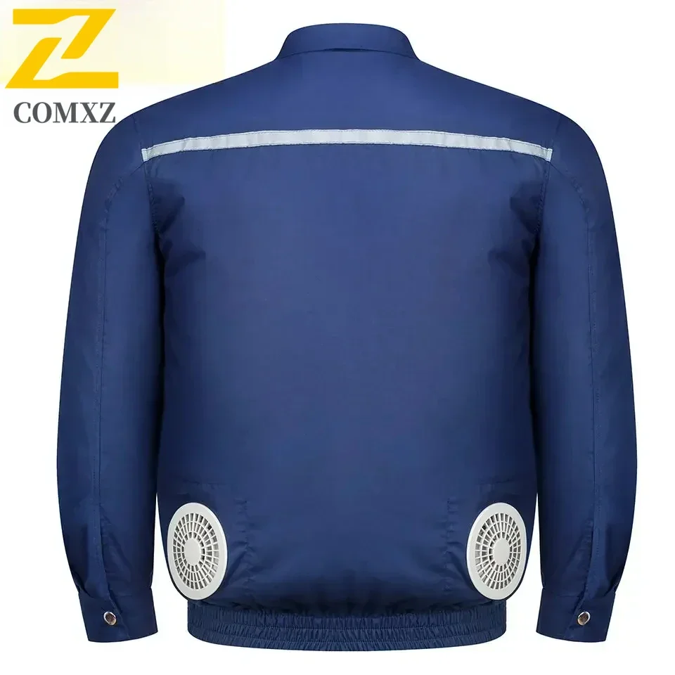 COMXZ Summer Outdoor Cooling Fan Jacket Men -9℃ Air Conditioning Clothing Sun-Protcetive Coat Construction Work Clothes Jacket
