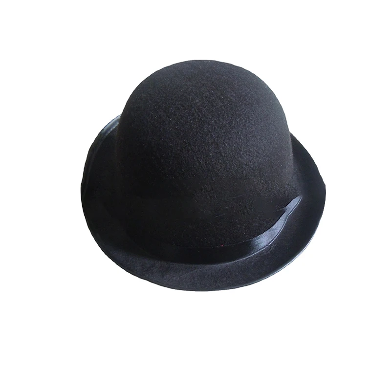 Bowler Hat Vintage Felt Derby Hat For Men And Women Round Cloche Upturn Brim Church Hats With Black Ribbon Derby