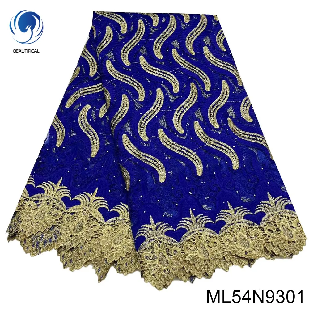 

French Mesh Lace Fabric for Evening Dress, Shiny Embroidery Design, Hot Drilling Craft, High Quality, ML54N93