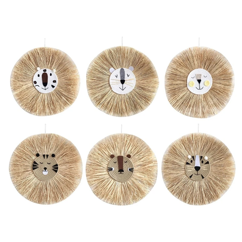 

Woven Lion Ornament Cartoon Hanging Ornaments for Home Bedroom Children's Bedroom Decoration Wall Hanging Handmade 40JC