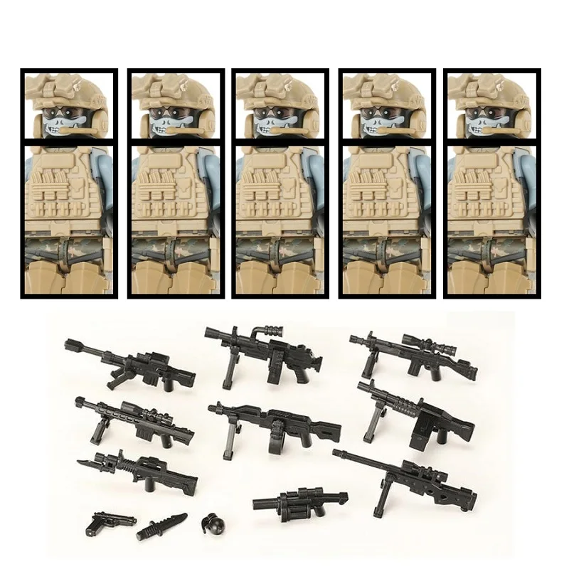 Military Ukraine Wars Modern Ghost Special Forces Swat Police Mini Building Blocks Brick Figures Parts Assemblato Ww2 Armi Giocattolo