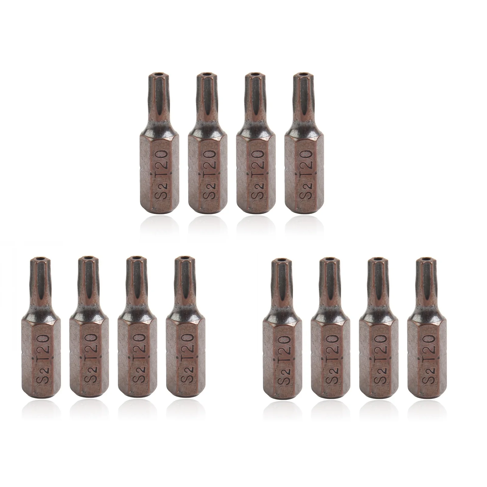 

12 Pcs T20 Screwdriver Bit 1/4inch Hex Shank Magnetic Torx Security Bits With Hole 25mm For Screws Remover Repairing Tools Parts