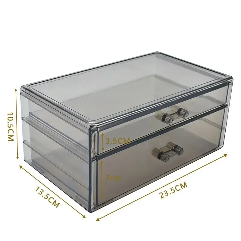 Makeup Organizer Desktop Makeup Storage Box Multi-layer Drawer Lipstick Organizer Multi-functional Storage Transparent Black