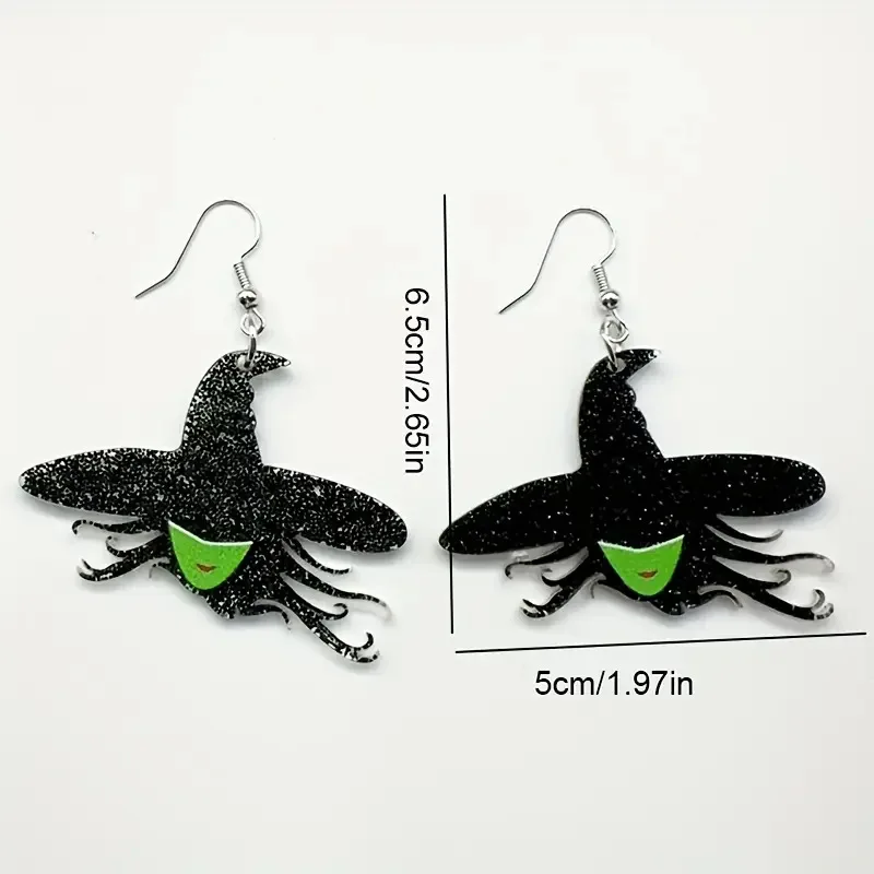 Halloween Spider Pumpkin Bat Earrings  Gothic Acrylic Statement Jewelry for Women,Party Halloween Accessories Ghost House Design