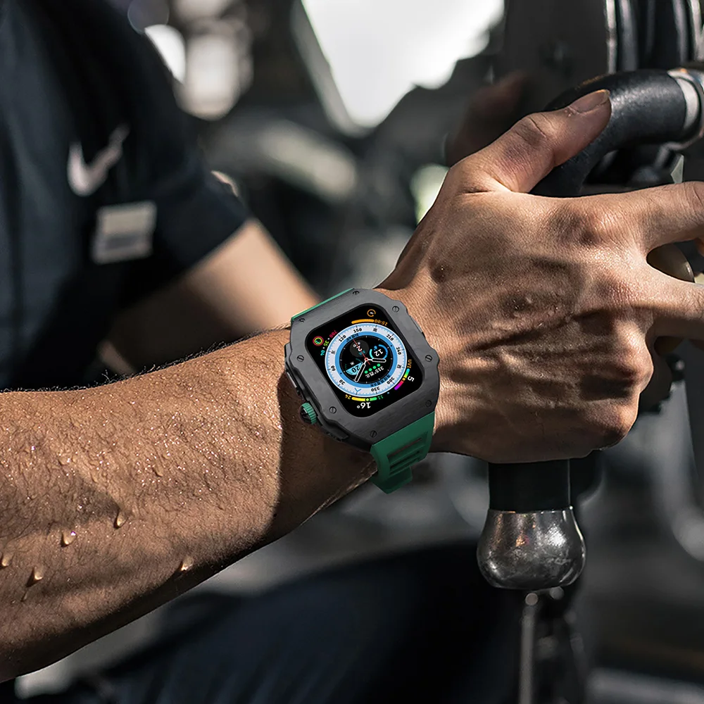 AppleWatch 44mm/45mm チタニウム合金 カーボンファイバー 誠実 メンズ