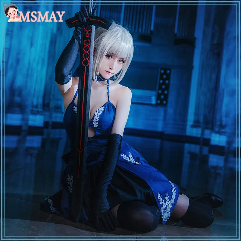 

Ms May Game FGO Artoria Pendragon Saber Lily Cosplay Costume Dress Sets アルトリア・ペンドラゴン Coapaly Black Dress