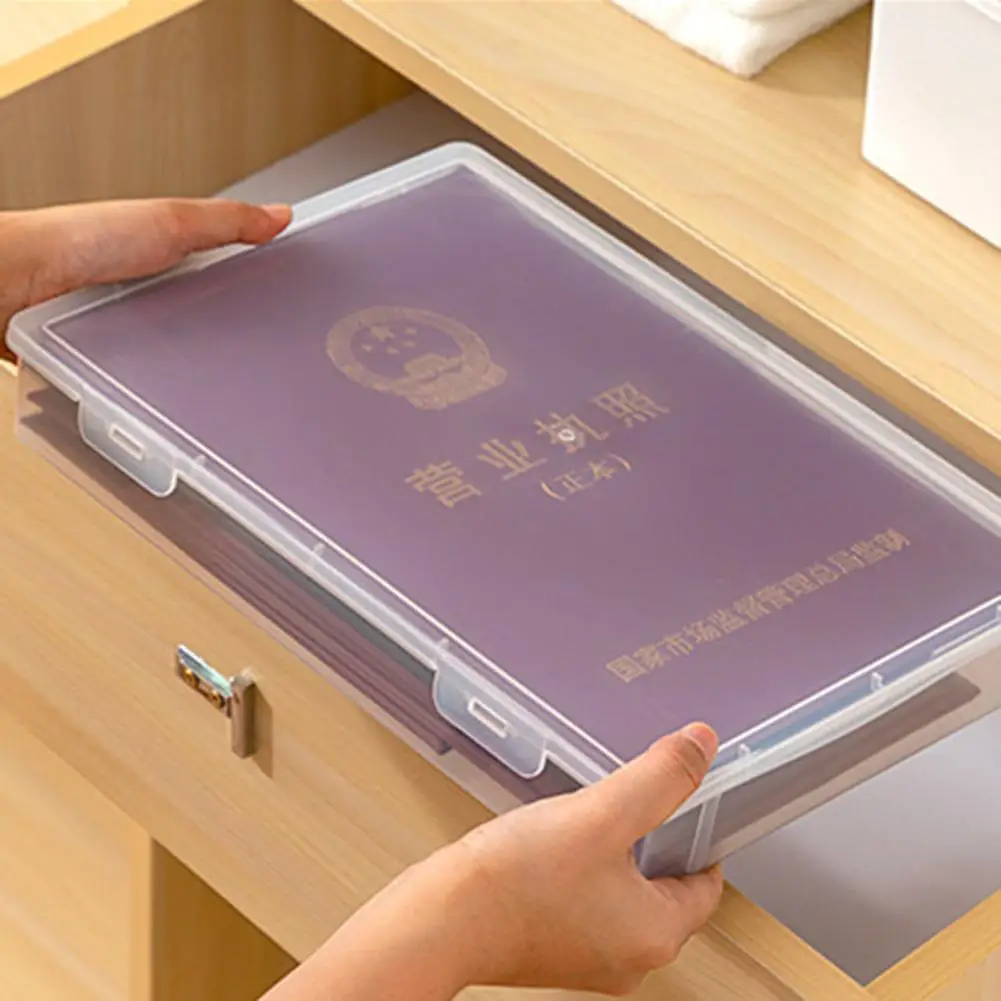 Storage Box File Folder S/M/L Transparent Classification File Box A4 Portable Folder Plastic Storage Box Portable Office School Teacher Student