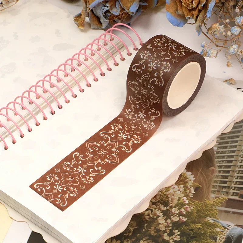 

NEW 1X 10M Decor Brown Damask Pattern 30mm Wide Cinta Washi Tape DIY Scrapbooking Journaling Masking Tape Kawaii Papelaria