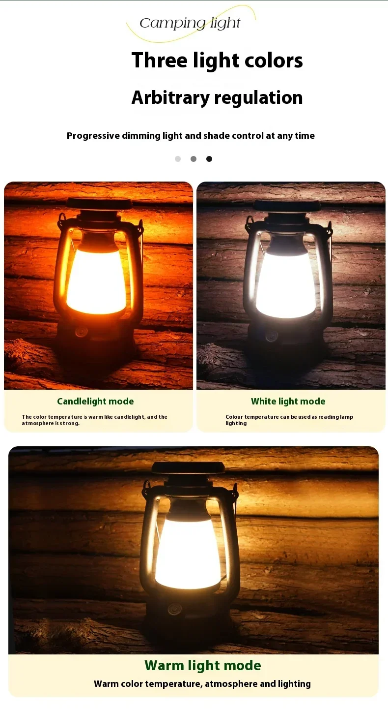Description Picture 6 of itemRetro Solar Camping Lights USB Rechargeable LED Portable Lantern Waterproof Outdoor Hanging Emergency Tent Atmosphere Horse Lamp