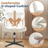 JHK Cross Legged Office Living Room Rocking Gaming Chair Armless Wide Desk Adjustable Swivel Fabric Task Vanity Home Office 2