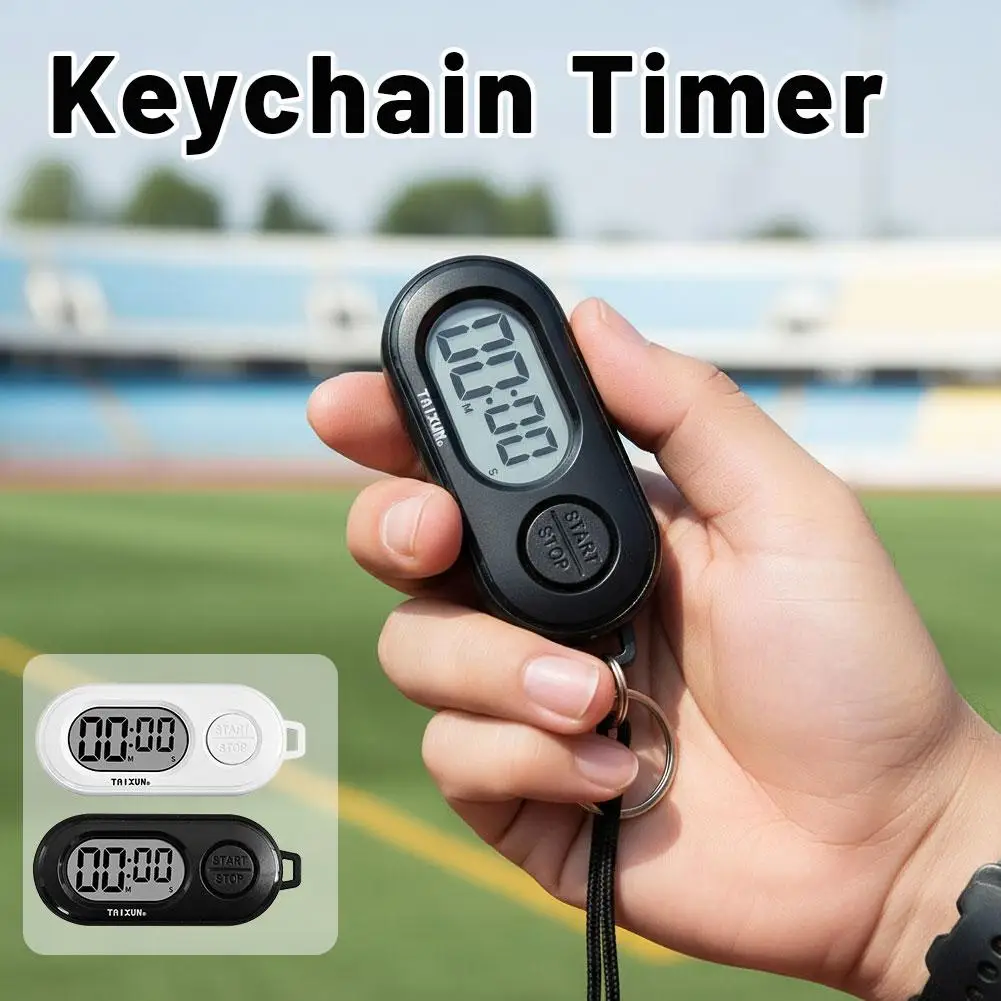 Stop Watch Ports Small Stop Timer Keychain Electronic Clock Keychain LCD Screen Digital Clock Lightweight Countdown Accessories