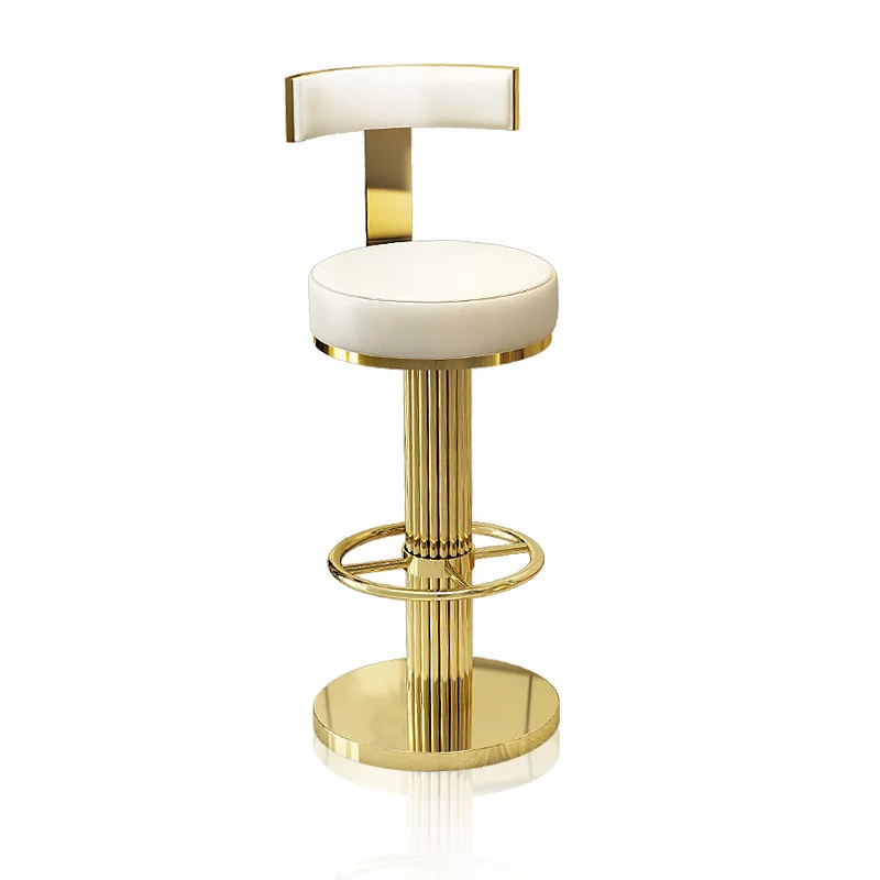 modern Metal Base Adjustable Swivel Gold Bar Chair Luxury leather High Chair for Counter Bar Stool