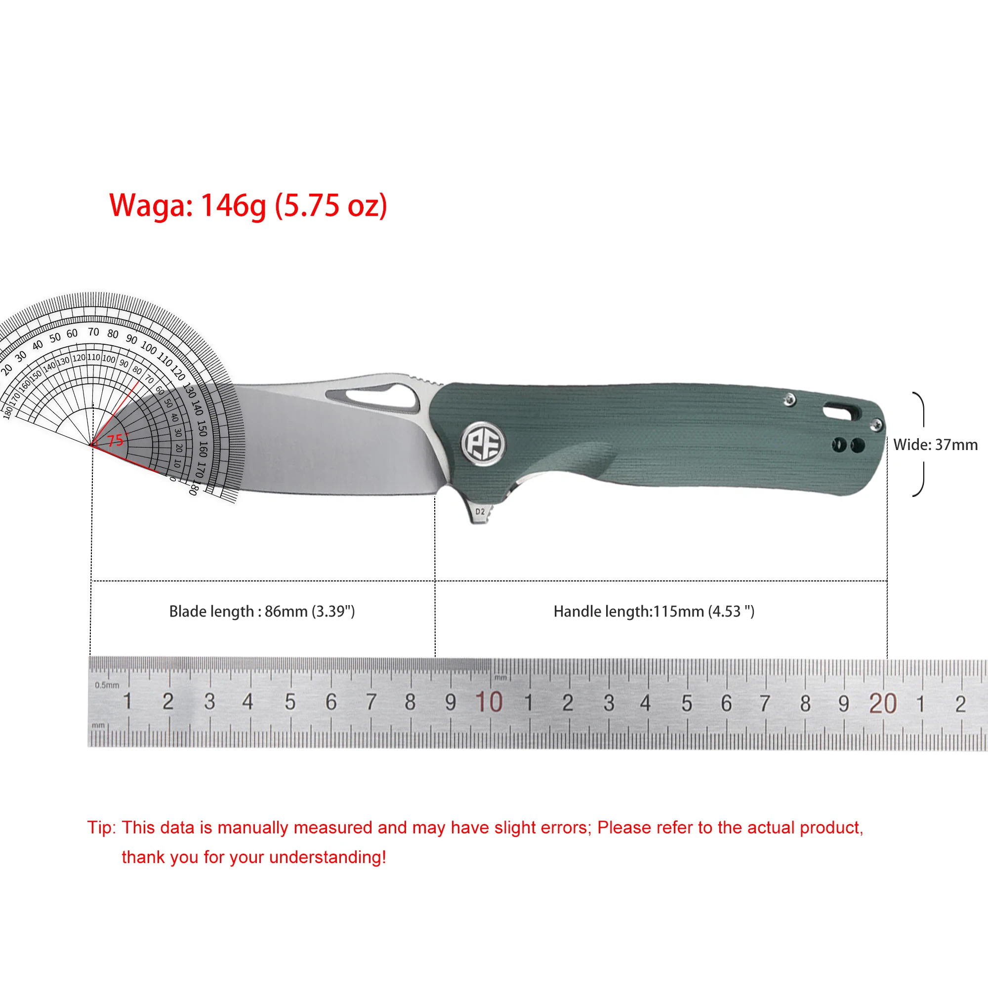 PF868 Petrified fish D2 Steel Folding Knife G10 Handle Ball Steel Bearing Outdoor Mountaineering Camping Survival EDC tool 6