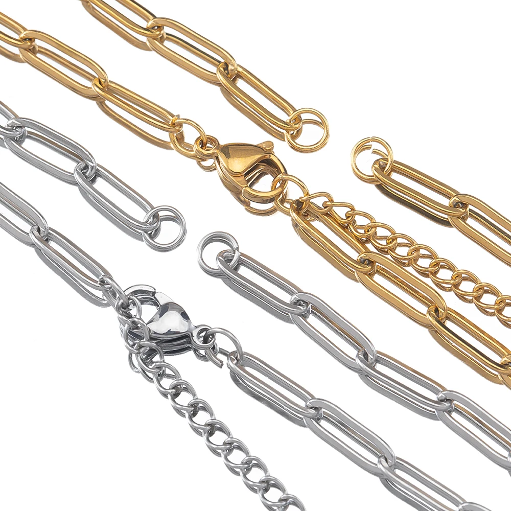 10 Stück 5-teilige halbfertige Armband-Rahmenkette aus Edelstahl mit verstellbarer Verlängerungskette, Karabinerverschluss für die Herstellung von DIY-Schmuck – Detail 8