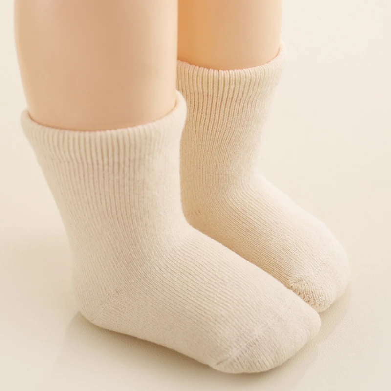 New Winter Thick Terry Cotton Socks For Girls Boys 0-3Yrs Newborn Baby Solid Socks Infant Toddler Daily Wear Keep Warm In Home 2