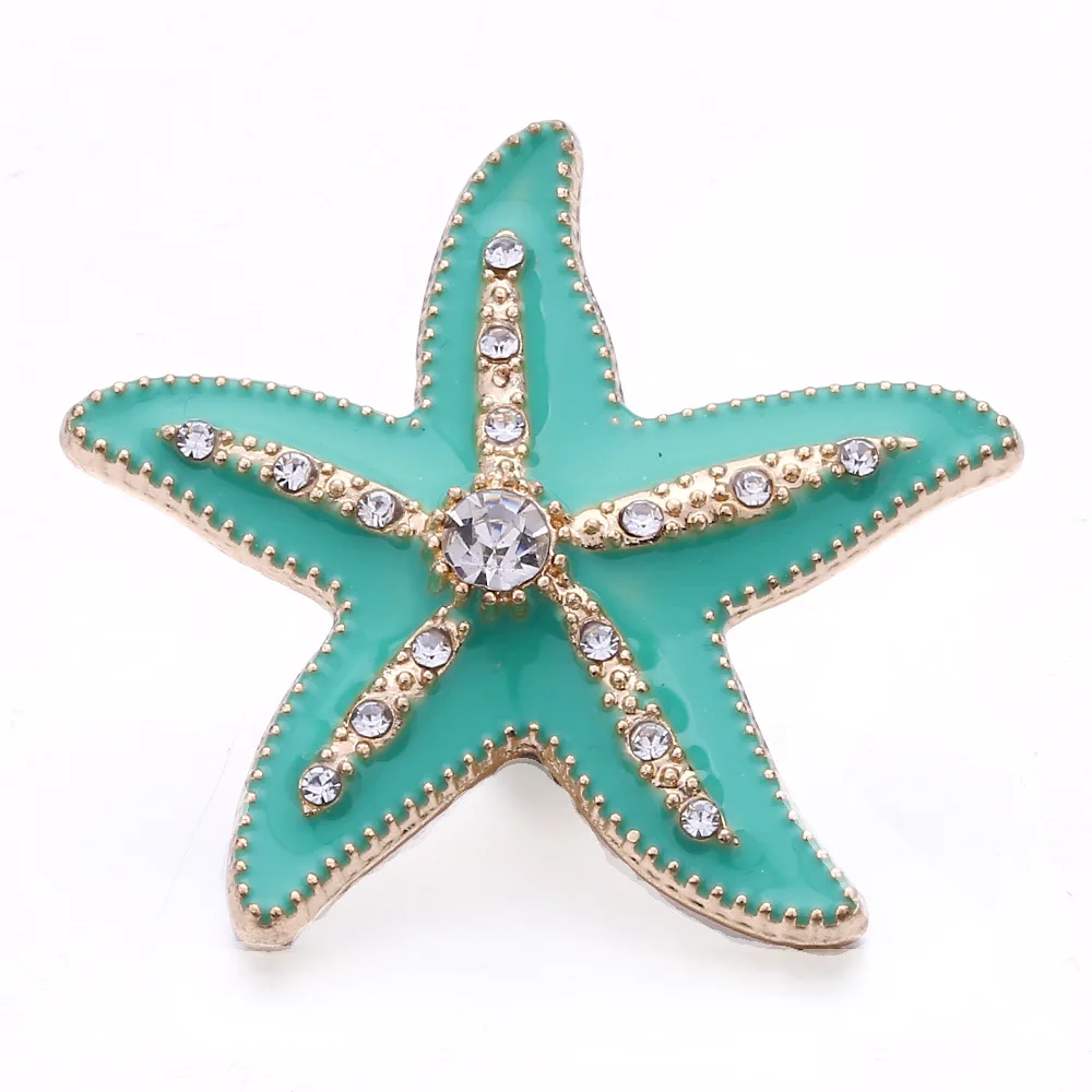 20pcs Snap Button Jewelry DIY Metal Starfish 18MM Snap Buttons Fit 18mm Snap Button Bracelet Necklace