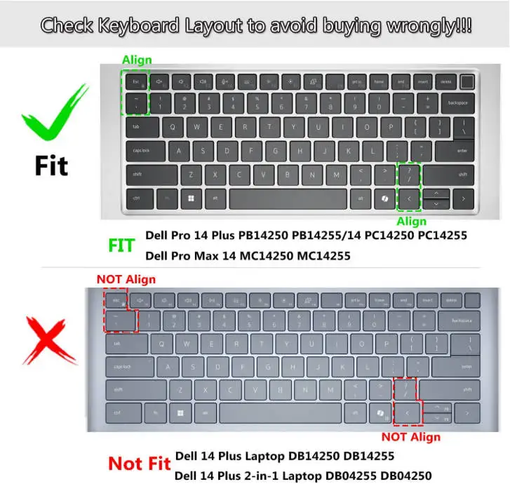 Dell Pro 14 Plus PB14250 PB14255 14인치, Dell Pro 14 PC14250 PC14255용 실리콘 노트북 키보드 커버