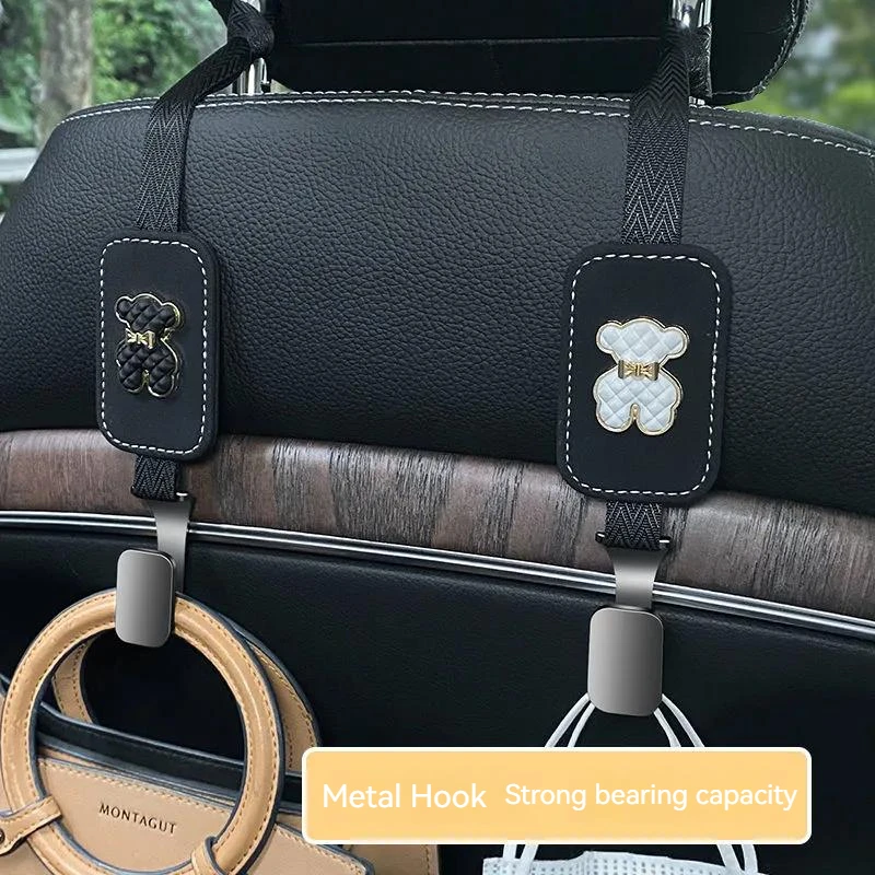 

2pcs Car Seat Hook Suede Car Multifunctional Seat Back Hook Hidden Rear Seat Metal Hook Item Storage, Car Interior Accessories