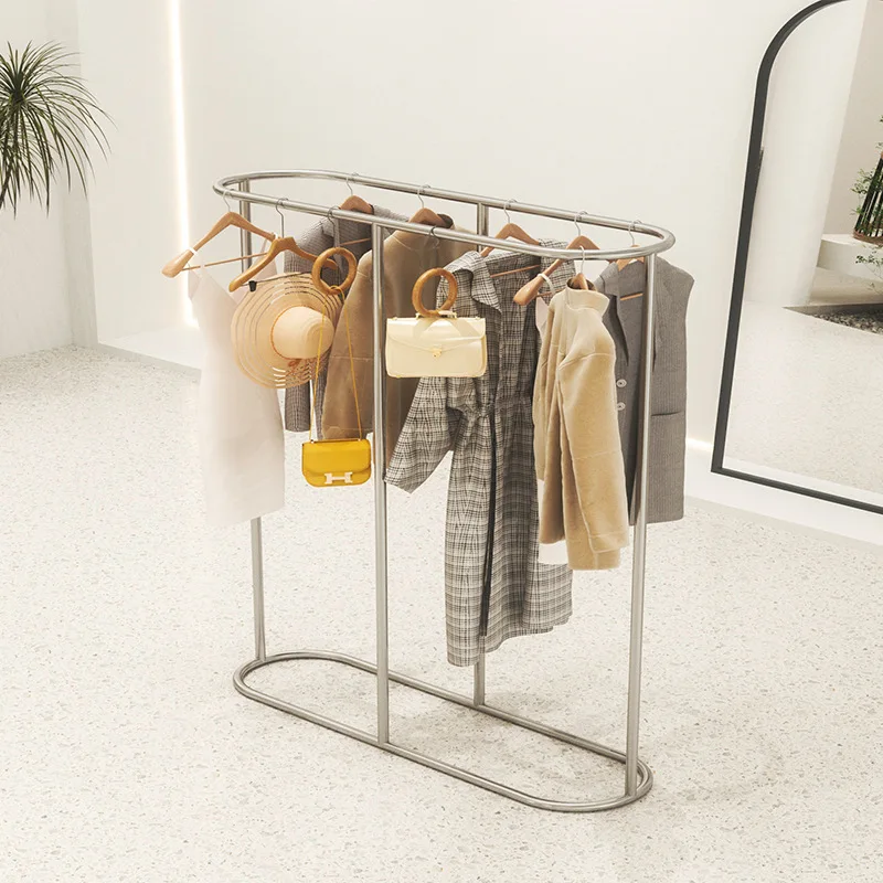

Custom, Modern Style Retail Clothing Display Stand Metal Display Rack For Clothing Shop
