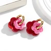 Boucles d'oreilles en forme de fleur acrylique colorée pour femmes et filles, cercles en acier inoxydable, tendance 2025, bijoux cadeaux