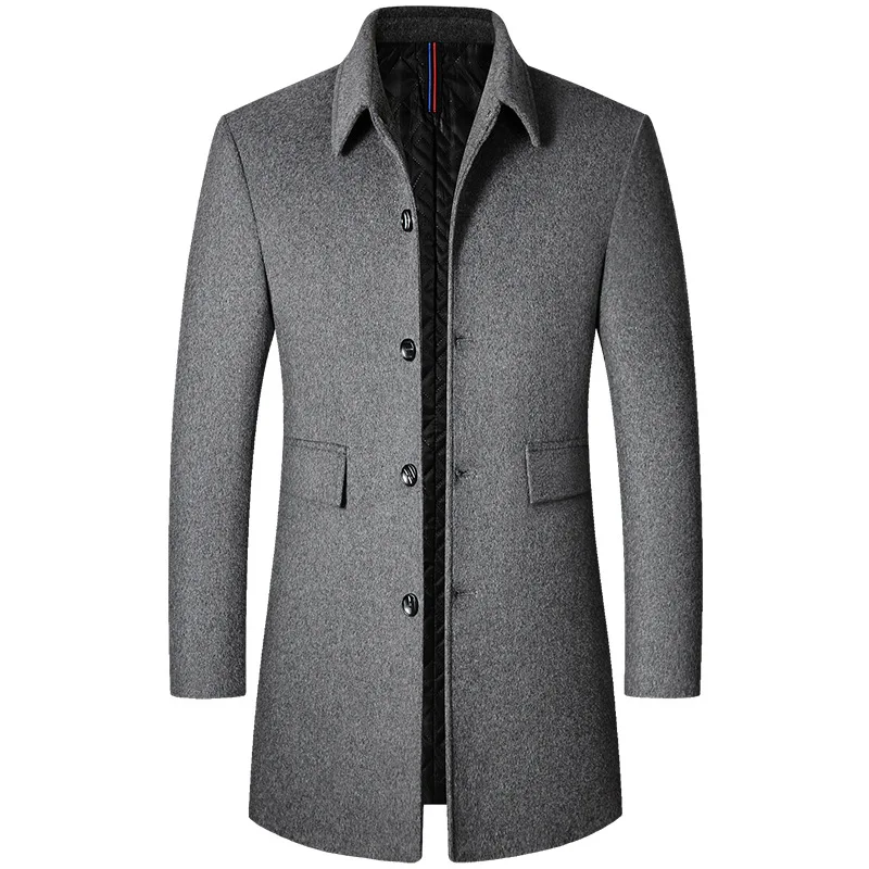 

Winter Jacket New Men's Warm Long Coat Men's Long Windbreaker Wool Blend Men's Business Casual Windbreaker Size 4XL