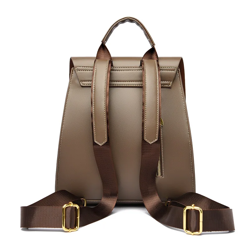 Vintage Leather Women's Backpack Large Capacity College Students Bag For  Girls Fashion Trendy Feminina Travel Shoulder Bag