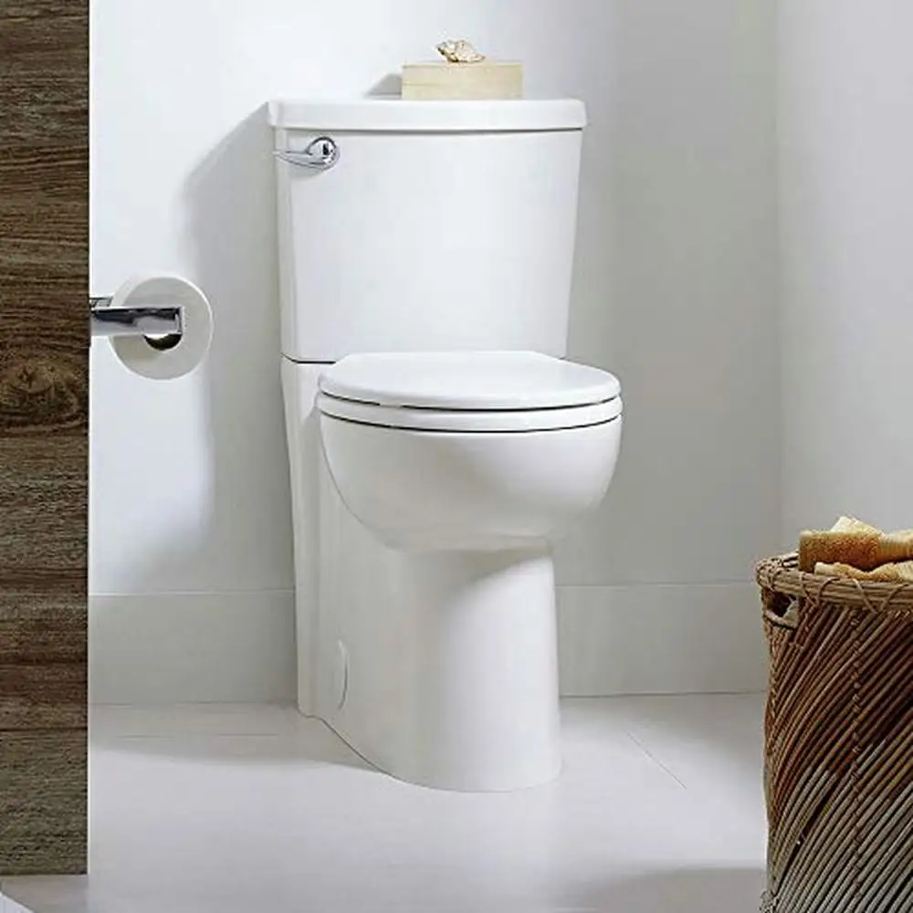 Elongated Two-Piece Toilet Chair Height White Porcelain Material 3