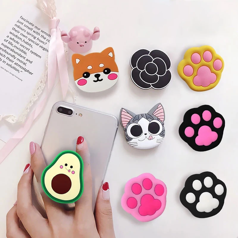 iphone stand Luxury Cute Cartoon Finger Mobile Phone Handle Bracket For iPhone Mobile Phone Accessorie Expanding Stand Phone Mobile Stand wooden phone holder