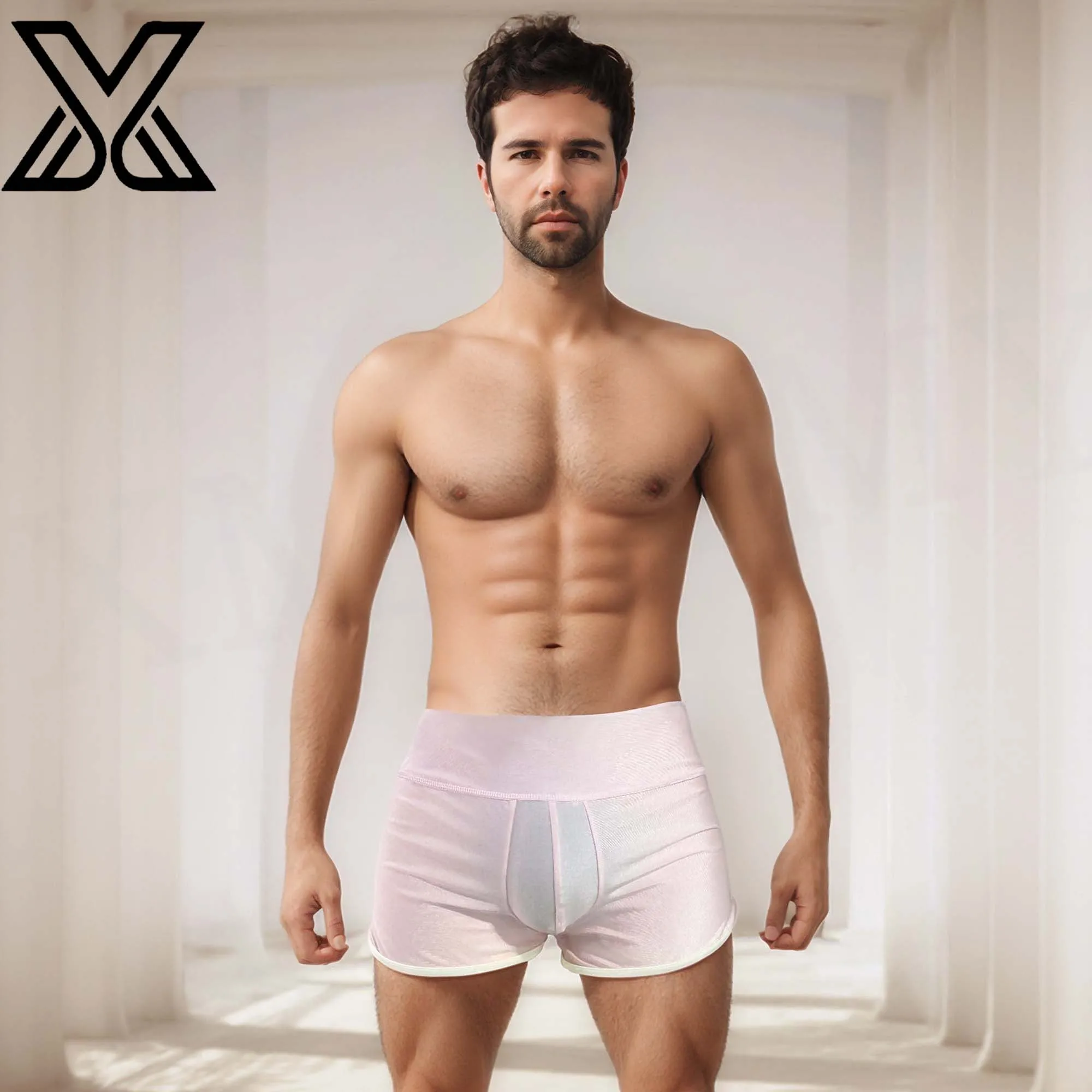 XMJXMY Men's hip lifting beach pants, swimming trunks, underwear, men's mid waist hip lifting shapewear 6