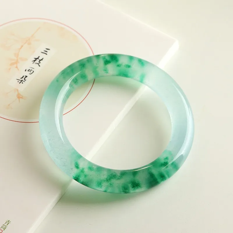 

Genuine Myanmar Jadeite Ice Floating Flower Jade Bangles Women Fine Jewelry Accessories Grade A Burma Jades Bangle Bracelet