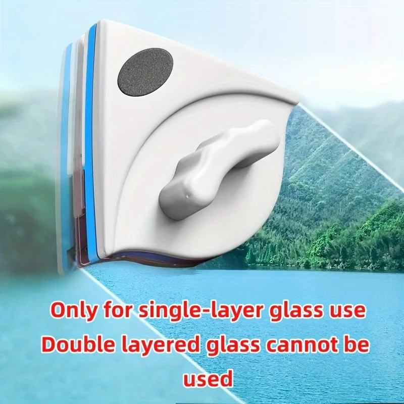 Window Cleaner Double-sided magnetic window cleaner Glass cleaning tool with a wiping cloth for single-pane windows 3-5mm thick.