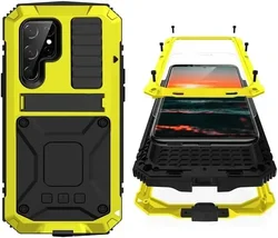 Rugged Military - Grade Shockproof Metal Case with Screen Protector - Galaxy S23 Ultra (Yellow)