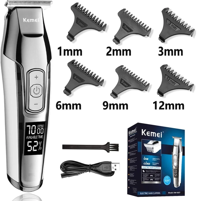 Kemei – tondeuse à cheveux électrique sans fil pour hommes, rasoir  professionnel avec affichage numérique LCD LED